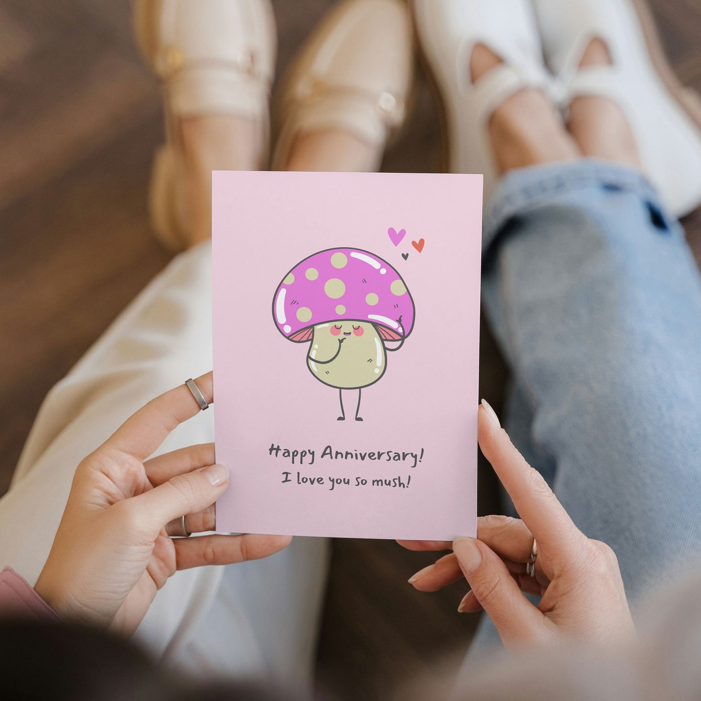 “Mushroom for Love” Pink Anniversary Card