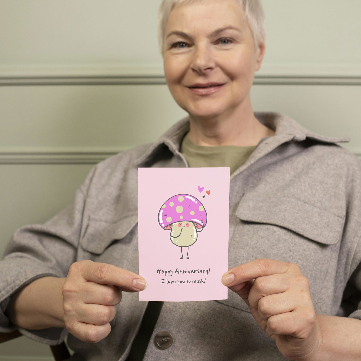 “Mushroom for Love” Pink Anniversary Card
