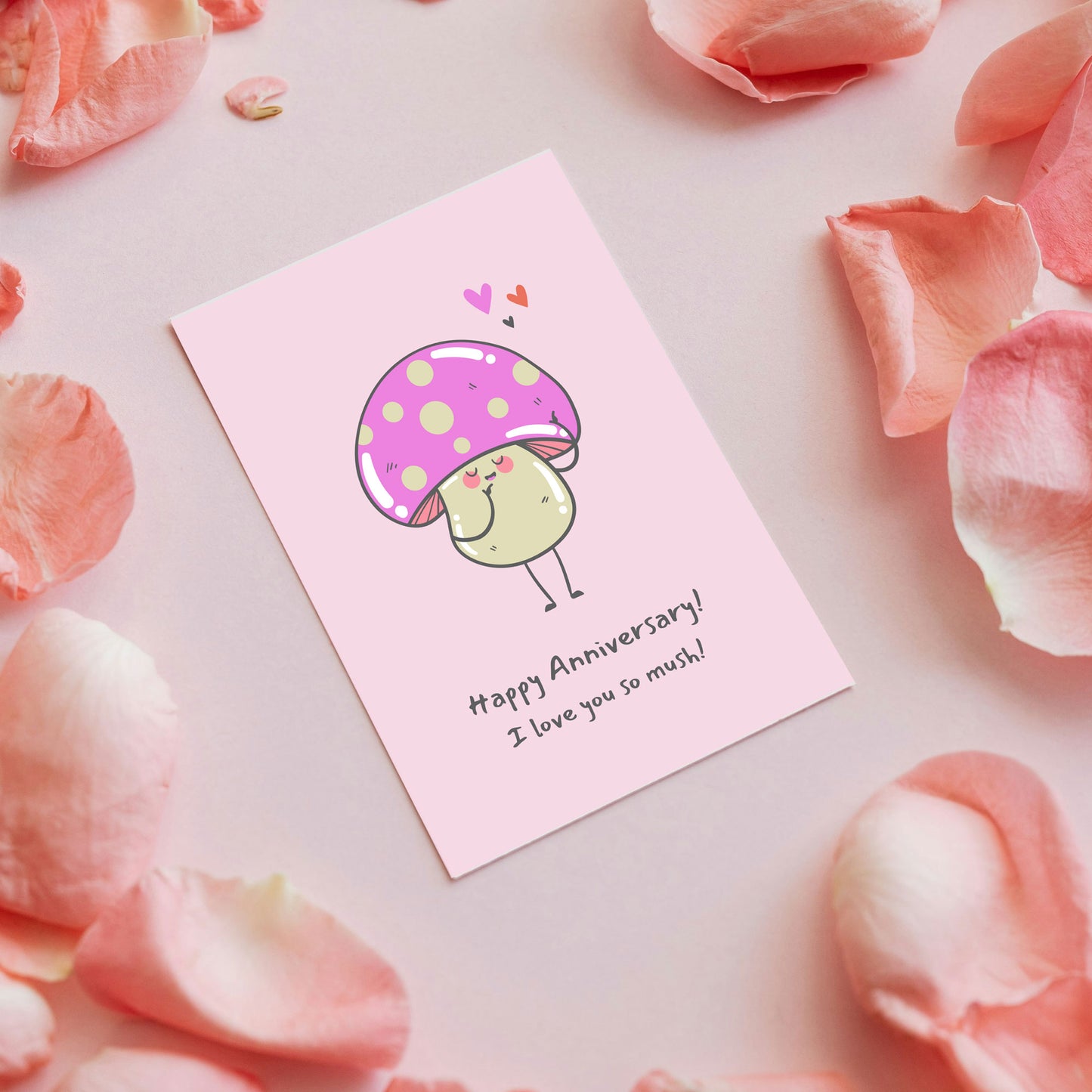 “Mushroom for Love” Pink Anniversary Card