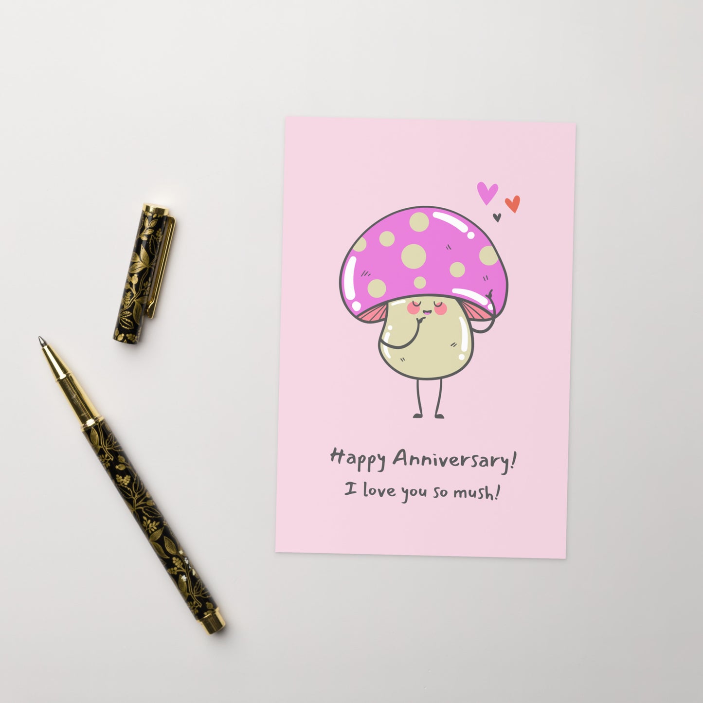 “Mushroom for Love” Pink Anniversary Card