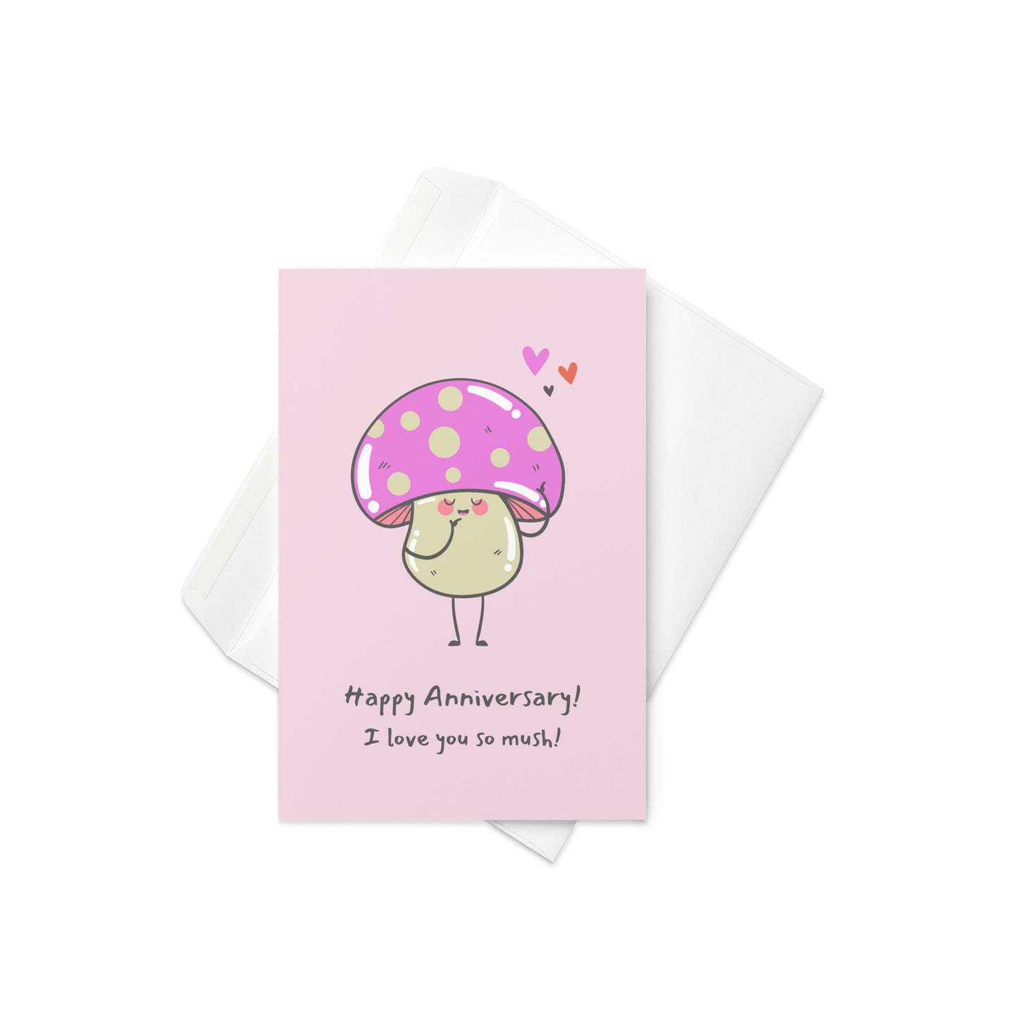 “Mushroom for Love” Pink Anniversary Card