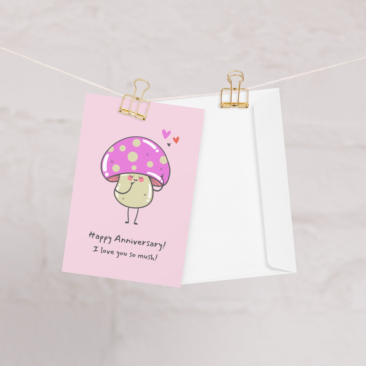 “Mushroom for Love” Pink Anniversary Card