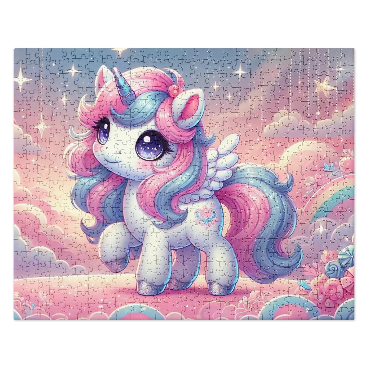 Cute Pastel Unicorn in the Clouds Jigsaw Puzzle (120, 252, 500 Pieces)