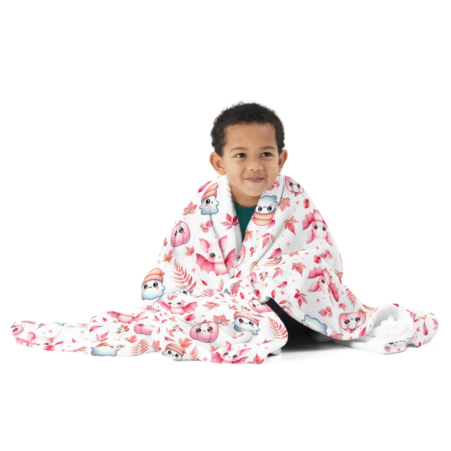 Halloween Pink Cute Kawaii Fall Pattern Cozy Velveteen Plush Blanket