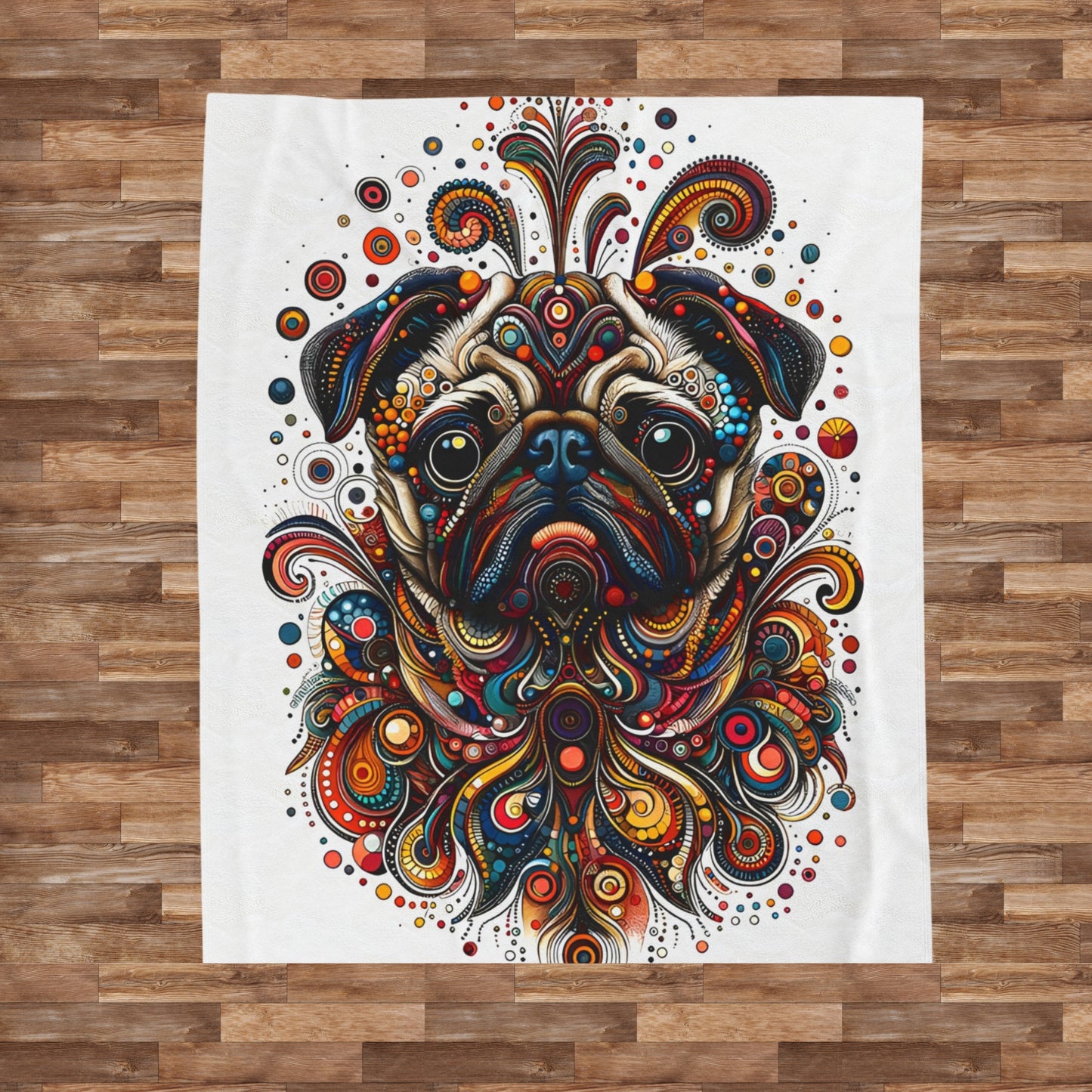 Sad Pug Dot Art Cozy Velveteen Plush Blanket