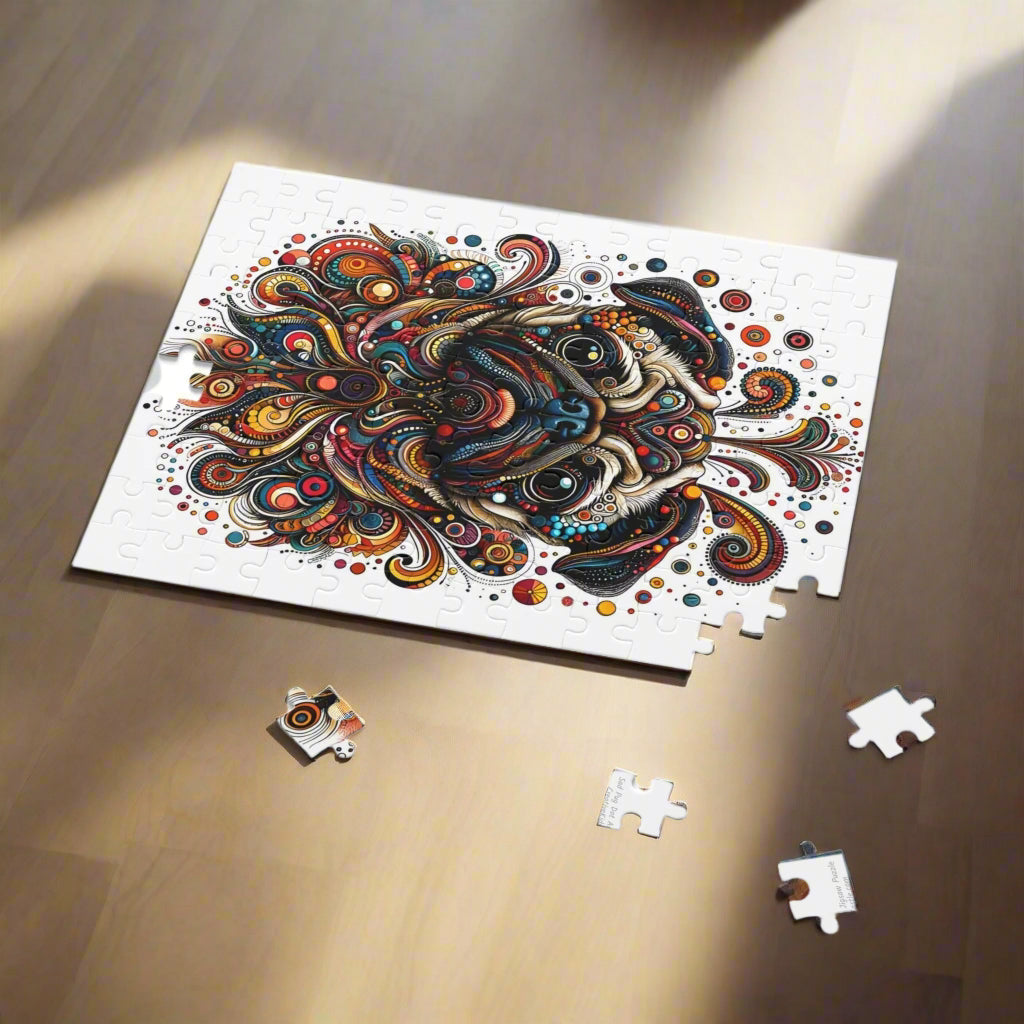 Sad Pug Dot Art Jigsaw Puzzle