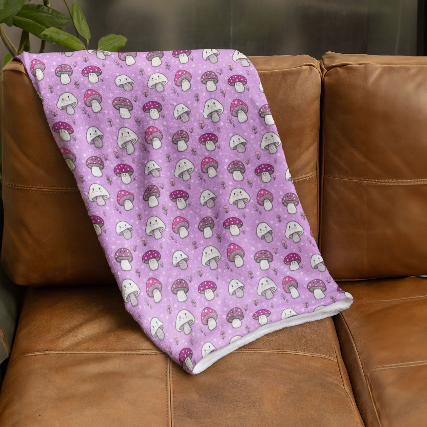 Happy Fungi Cottagecore Cozy Plush Blanket
