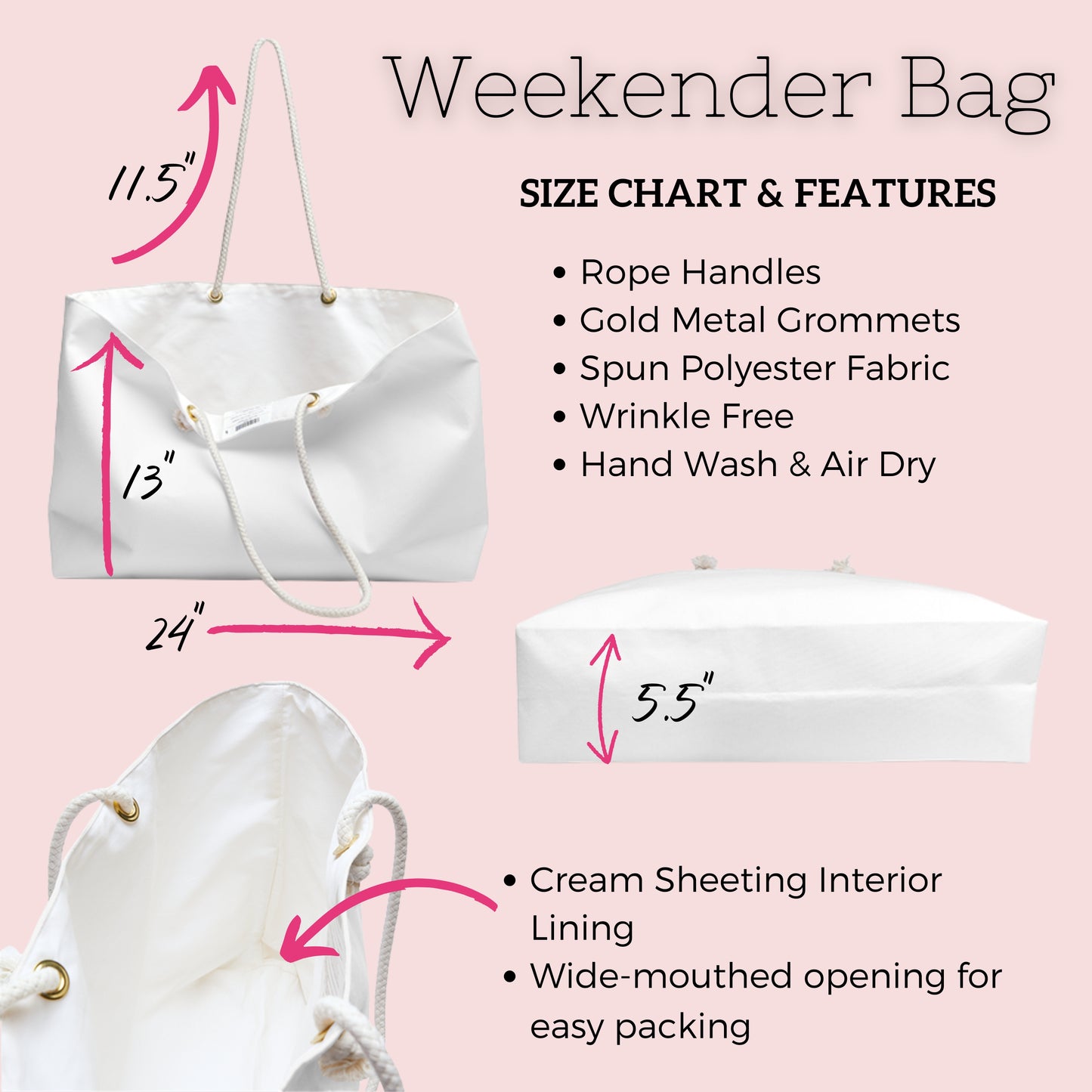Cute Space-Themed Weekender Bag with Doodle Cat Astronauts