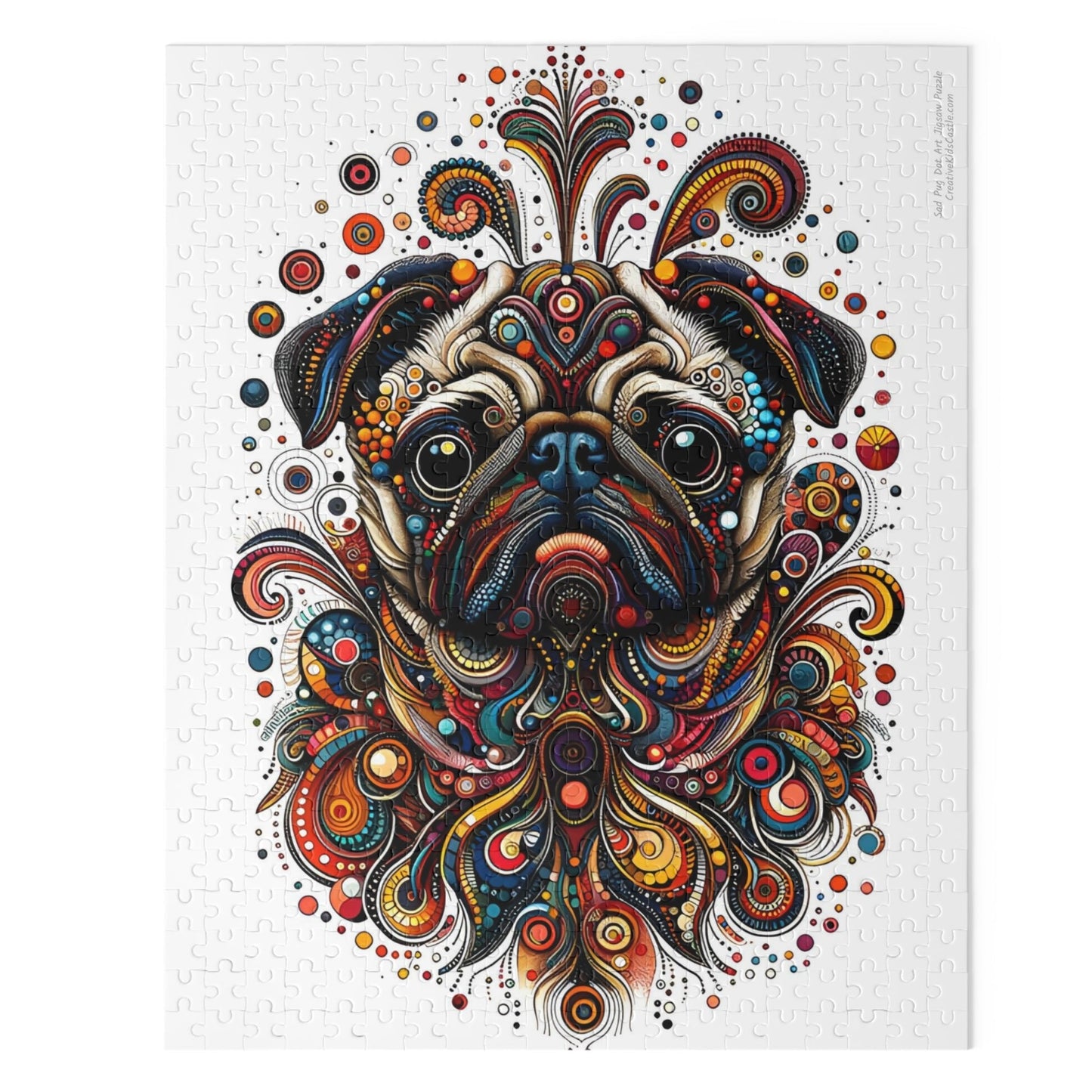 Sad Pug Dot Art Jigsaw Puzzle