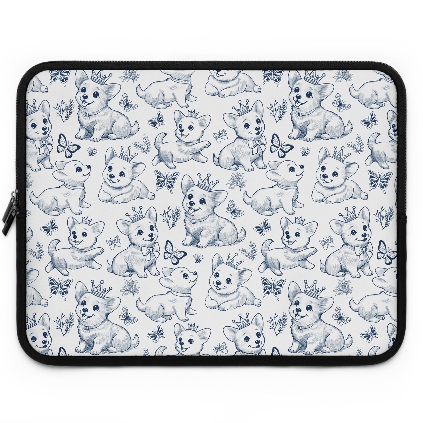 Cute Toile de Jouy playful Corgis Laptop or Tablet Sleeve