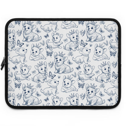 Cute Toile de Jouy playful Corgis Laptop or Tablet Sleeve