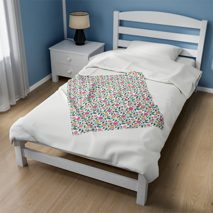 Happy Trailing Kawaii Flower Cottagecore Cozy Plush Blanket