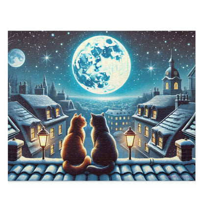 Winter Cats on a Starlit Night Jigsaw Puzzle (120, 252 to 500-Pieces)