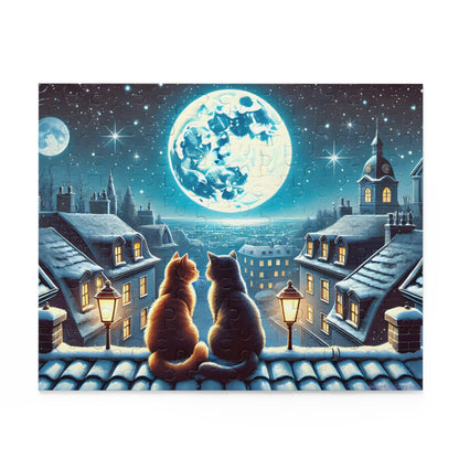 Winter Cats on a Starlit Night Jigsaw Puzzle (120, 252 to 500-Pieces)