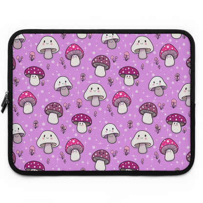 Happy Fungi Cottagecore Magenta Laptop Sleeve or Tablet Cover