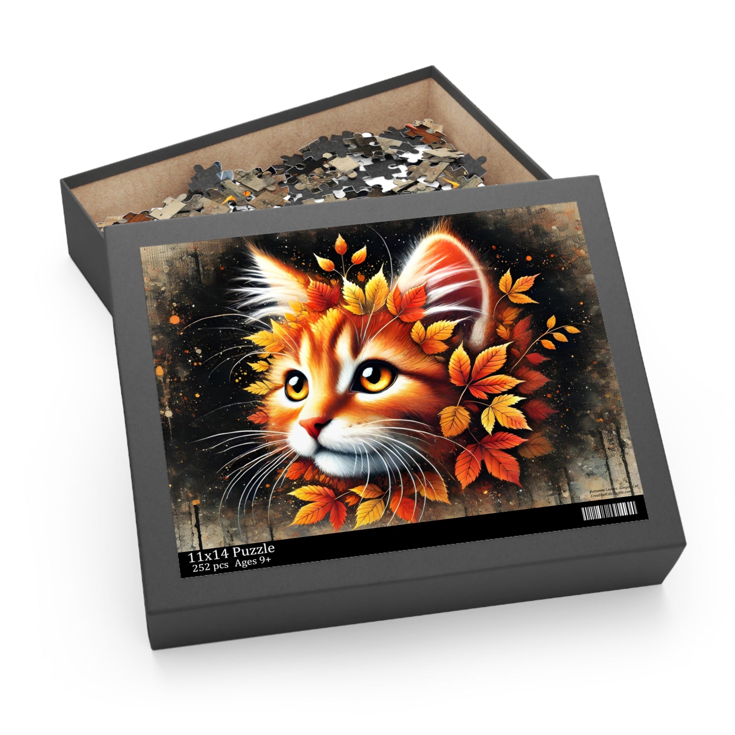 Autumn Leaves Ginger Cat Jigsaw Puzzle