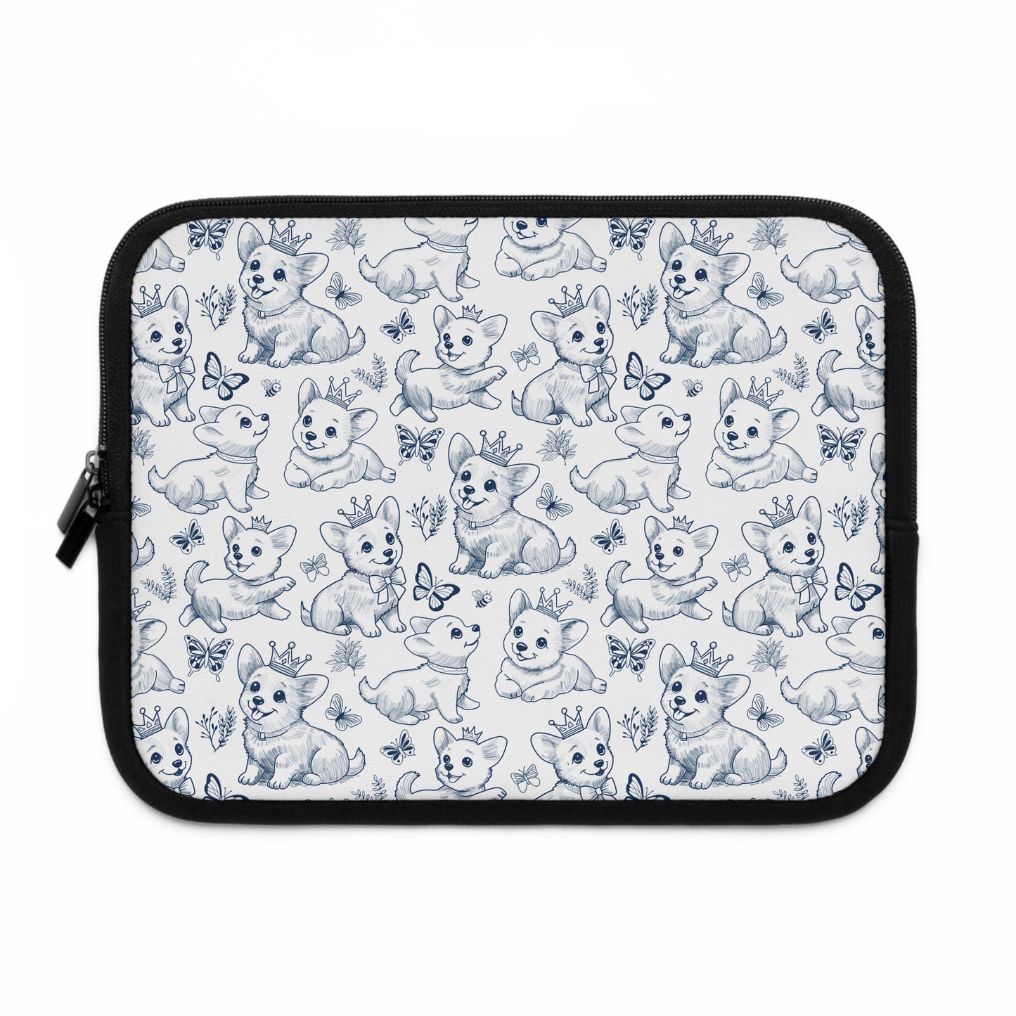 Cute Toile de Jouy playful Corgis Laptop or Tablet Sleeve