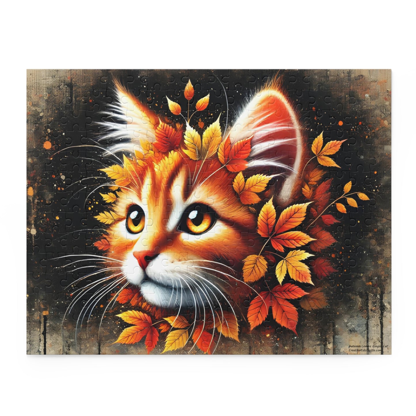 Autumn Leaves Ginger Cat Jigsaw Puzzle