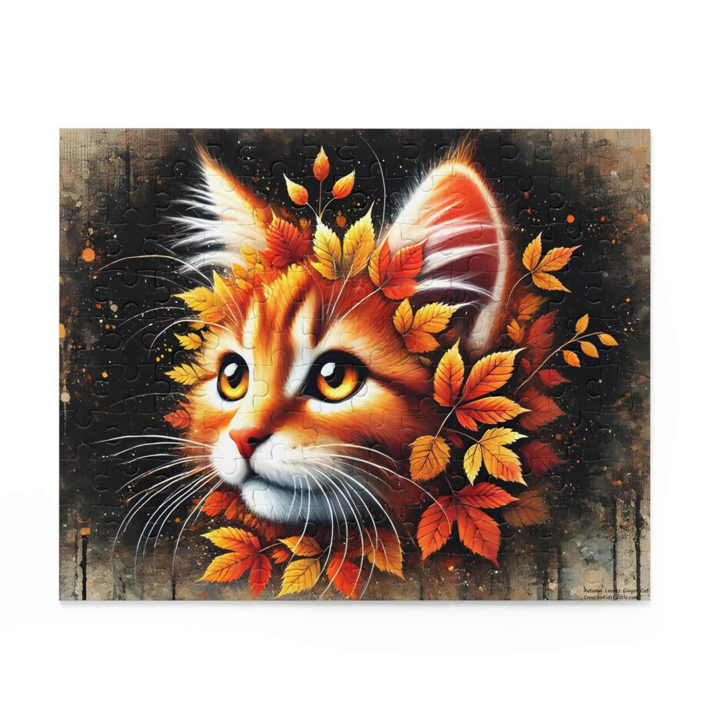 Autumn Leaves Ginger Cat Jigsaw Puzzle