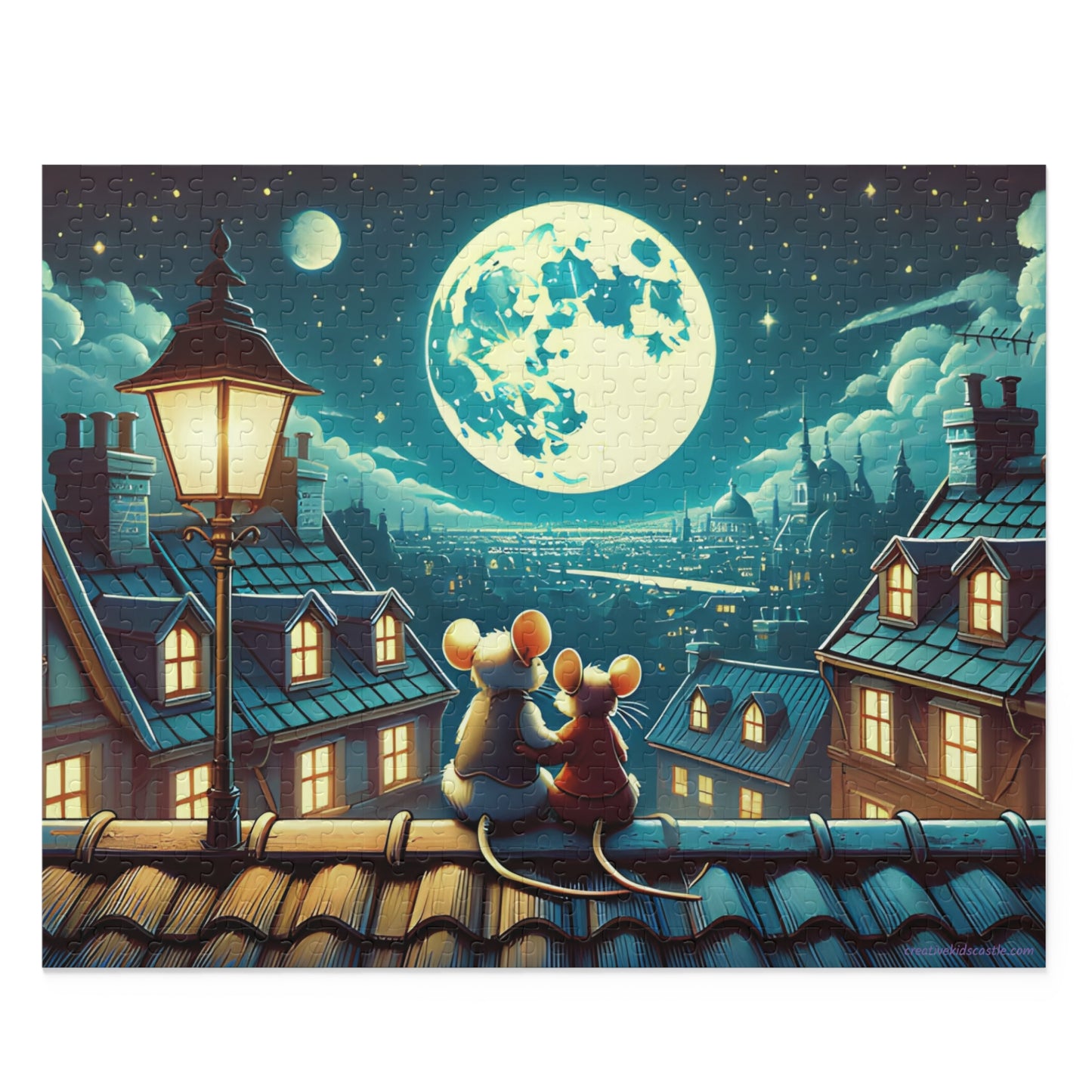 Moonlit Mice on a Rooftop Jigsaw Puzzle (120, 252, 500-Piece)