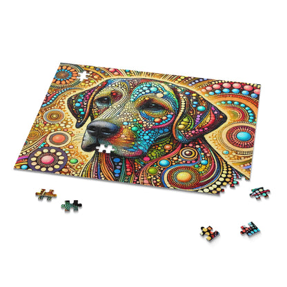 Colorful Labrador Dog Dot Art Puzzle (120, 252, 500-Piece)