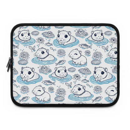 Cute Capybaras in a Lily Pond Laptop/ Tablet Sleeve