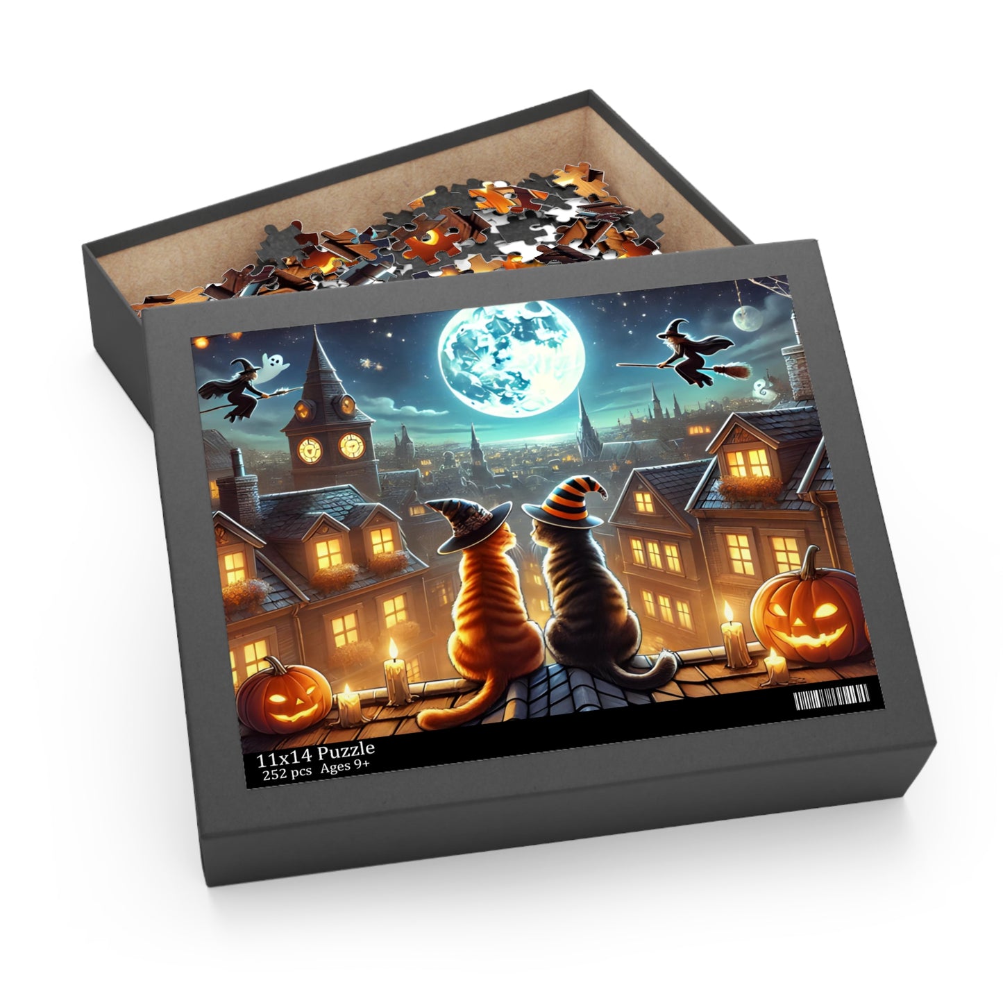 Moonlit Halloween Cats Jigsaw Puzzle (120, 252, 500-Piece)