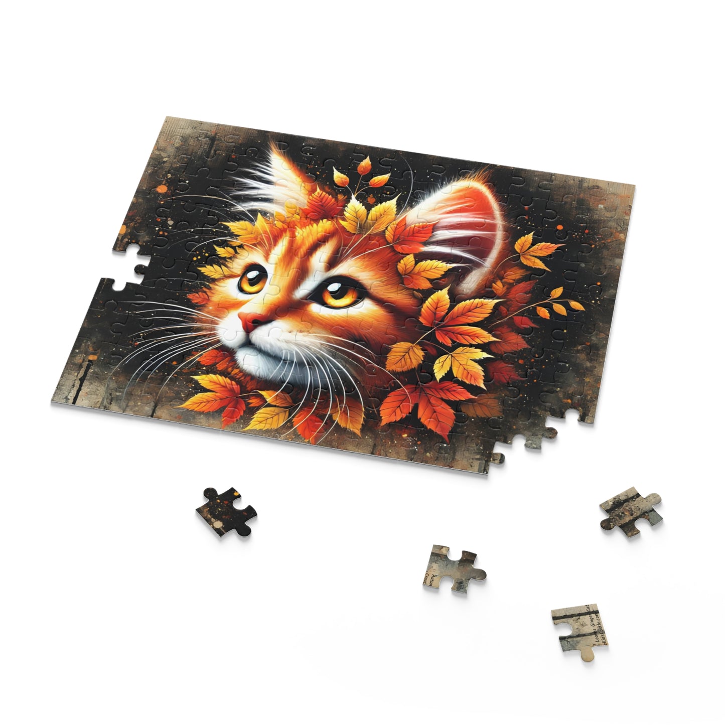 Autumn Leaves Ginger Cat Jigsaw Puzzle