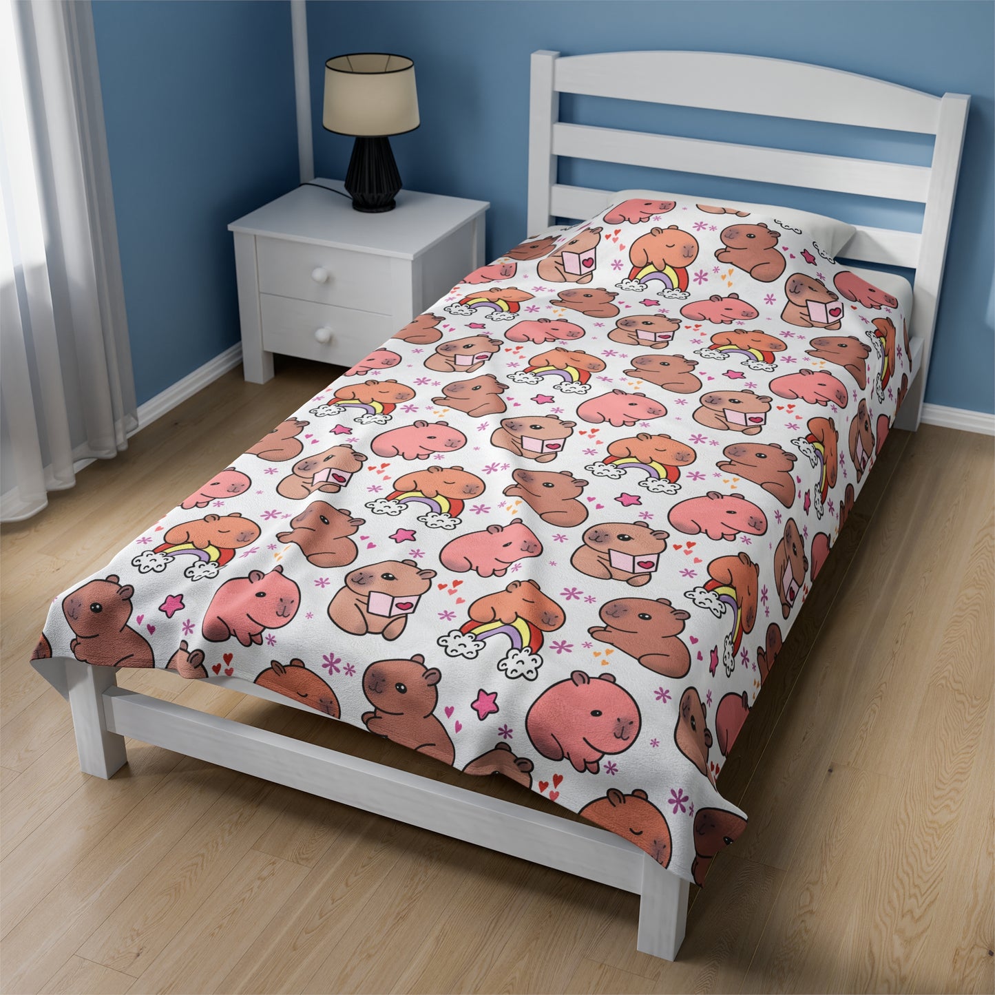 Cuddly Kawaii Capybara Cozy Velveteen Plush Blanket