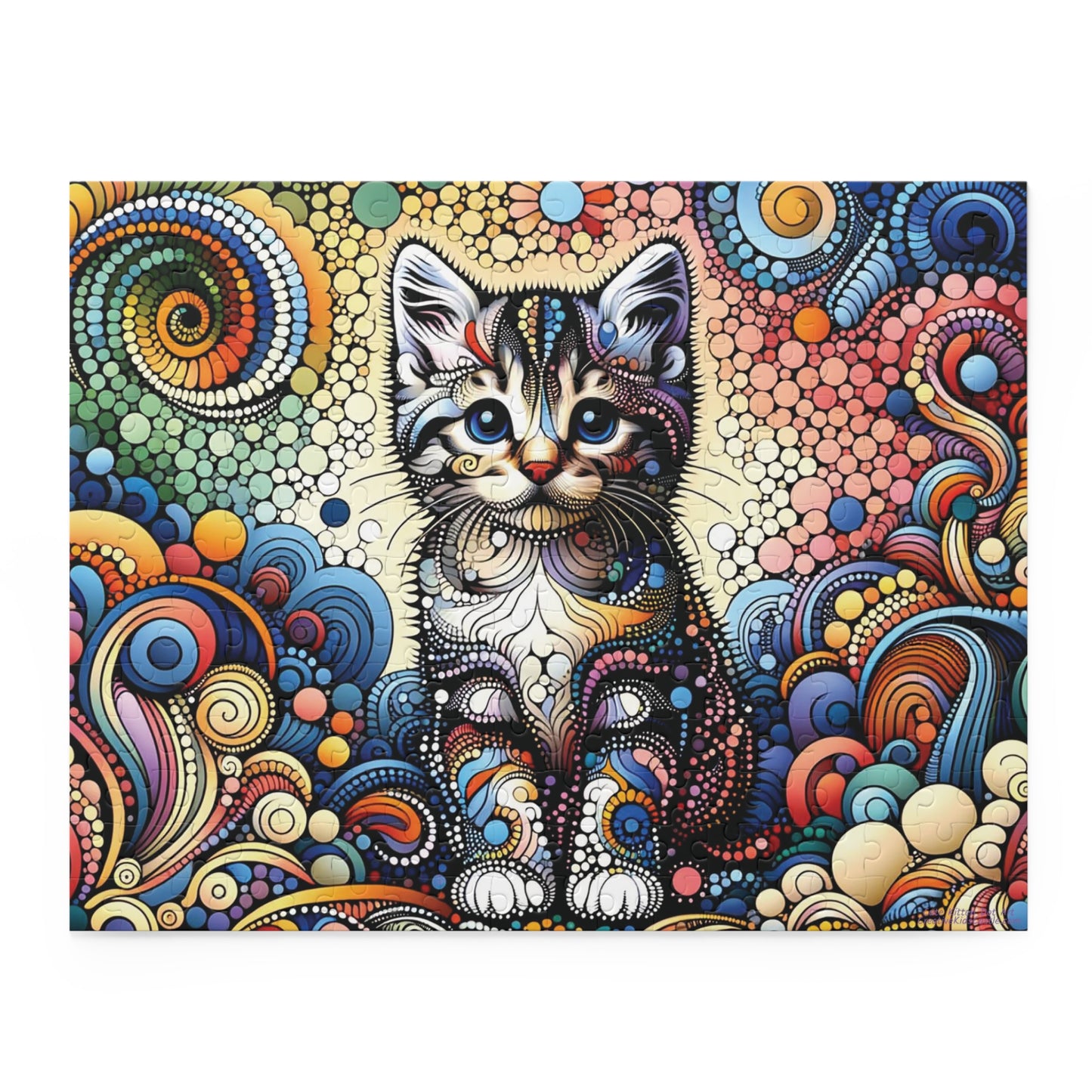 Cute Kitten Dot Art Jigsaw Puzzle (120, 252, 500-Piece)