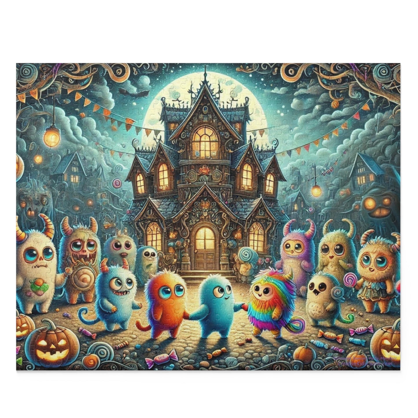 Halloween Dancing Party Monsters Jigsaw Puzzle (120, 252, or 500-Pieces)