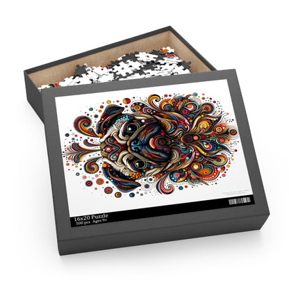 Sad Pug Dot Art Jigsaw Puzzle