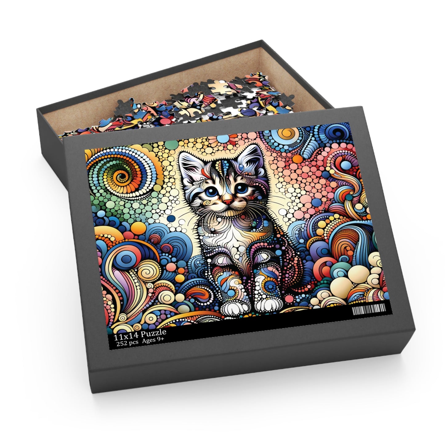 Cute Kitten Dot Art Jigsaw Puzzle (120, 252, 500-Piece)