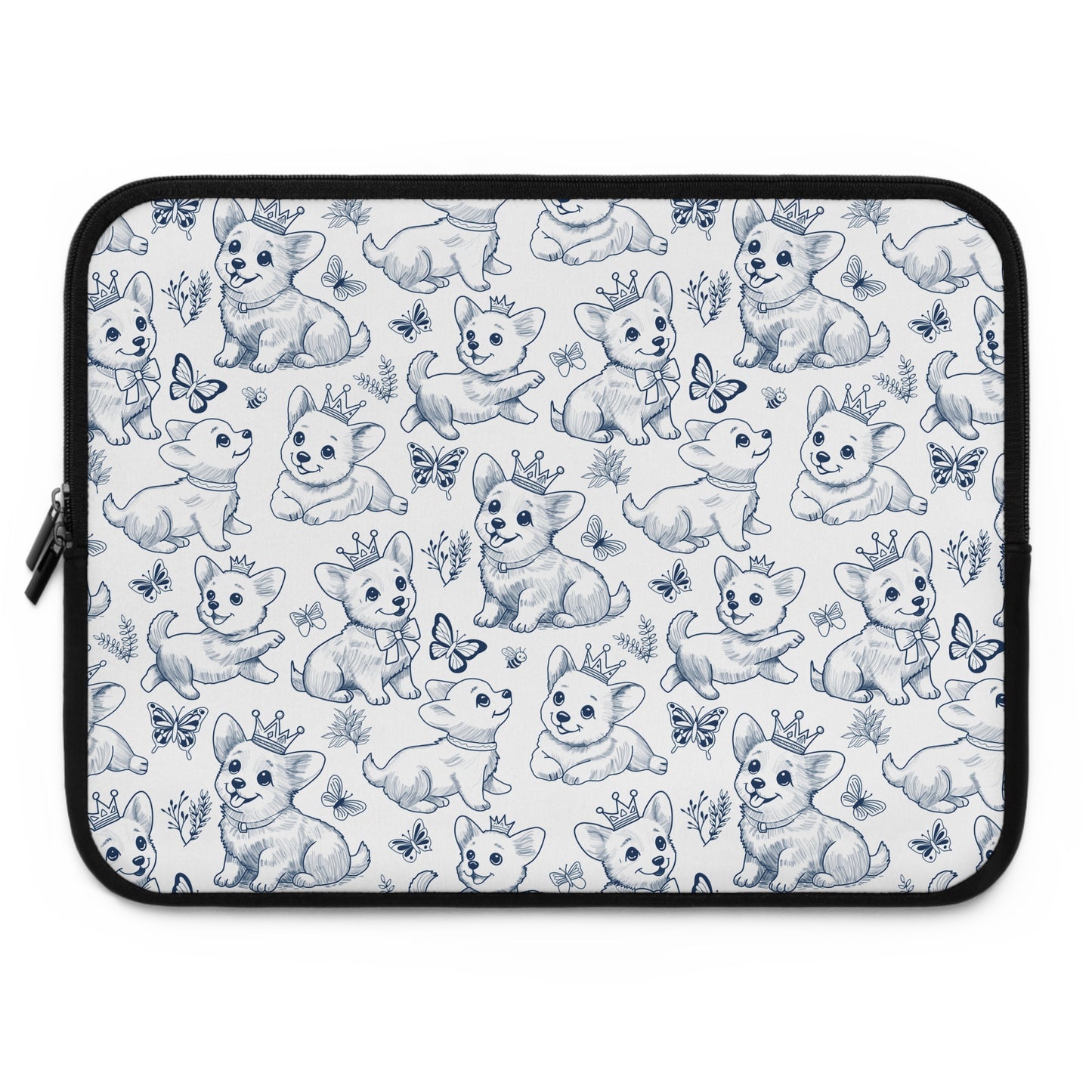 Cute Toile de Jouy playful Corgis Laptop or Tablet Sleeve