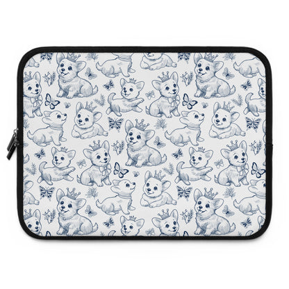 Cute Toile de Jouy playful Corgis Laptop or Tablet Sleeve