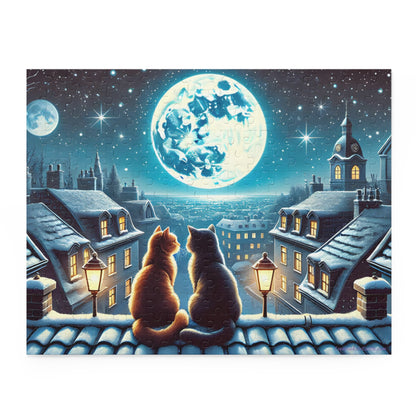 Winter Cats on a Starlit Night Jigsaw Puzzle (120, 252 to 500-Pieces)