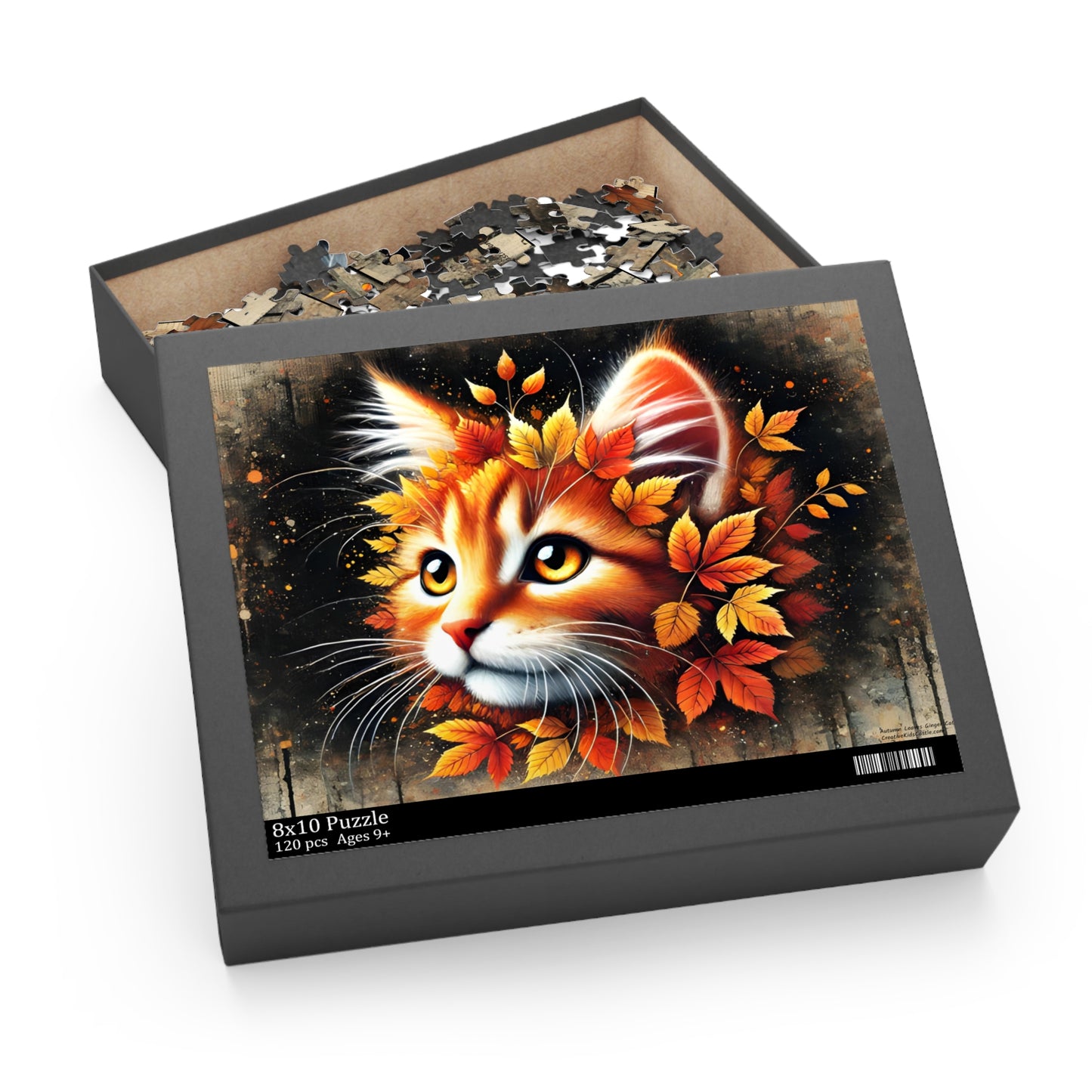 Autumn Leaves Ginger Cat Jigsaw Puzzle