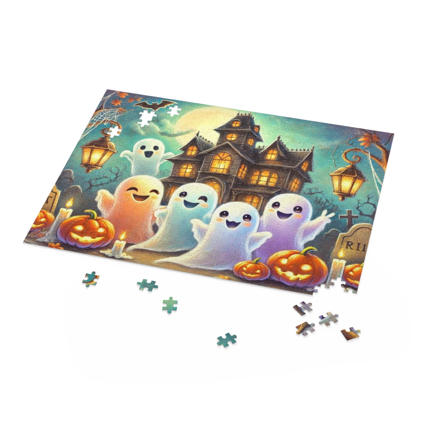 Friendly Ghosts Celebrating Halloween Jigsaw Puzzle