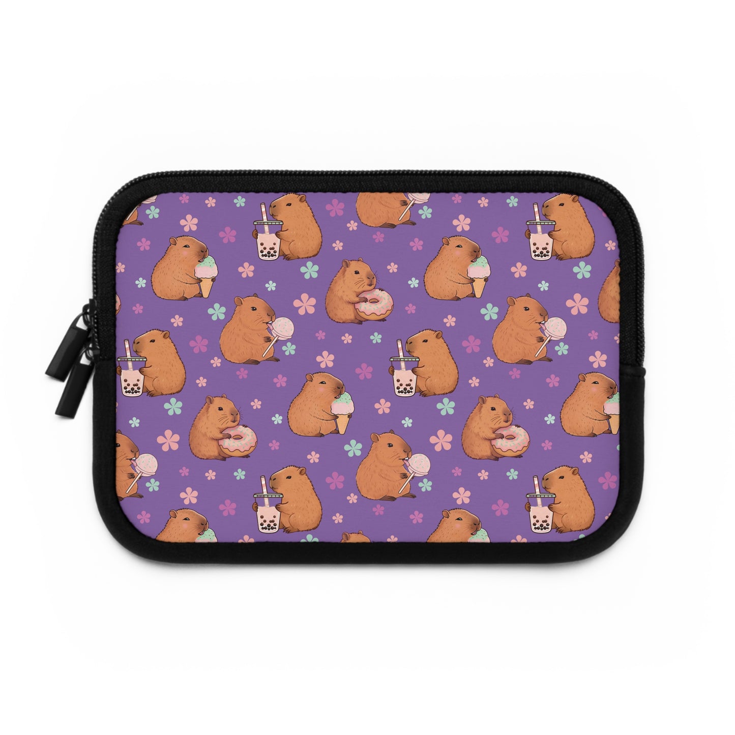 Cute Sweets Loving Capybara Purple Laptop and Tablet Sleeve