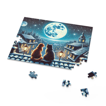 Winter Cats on a Starlit Night Jigsaw Puzzle (120, 252 to 500-Pieces)