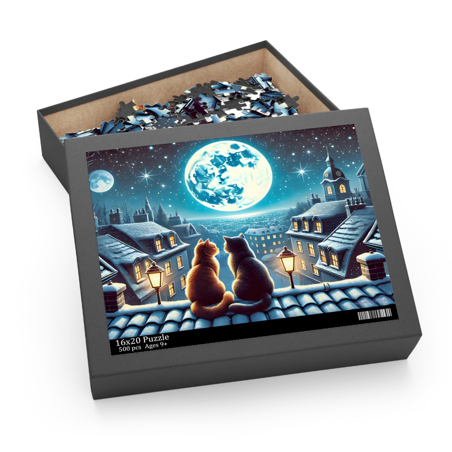 Winter Cats on a Starlit Night Jigsaw Puzzle (120, 252 to 500-Pieces)