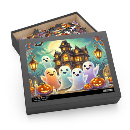 Friendly Ghosts Celebrating Halloween Jigsaw Puzzle