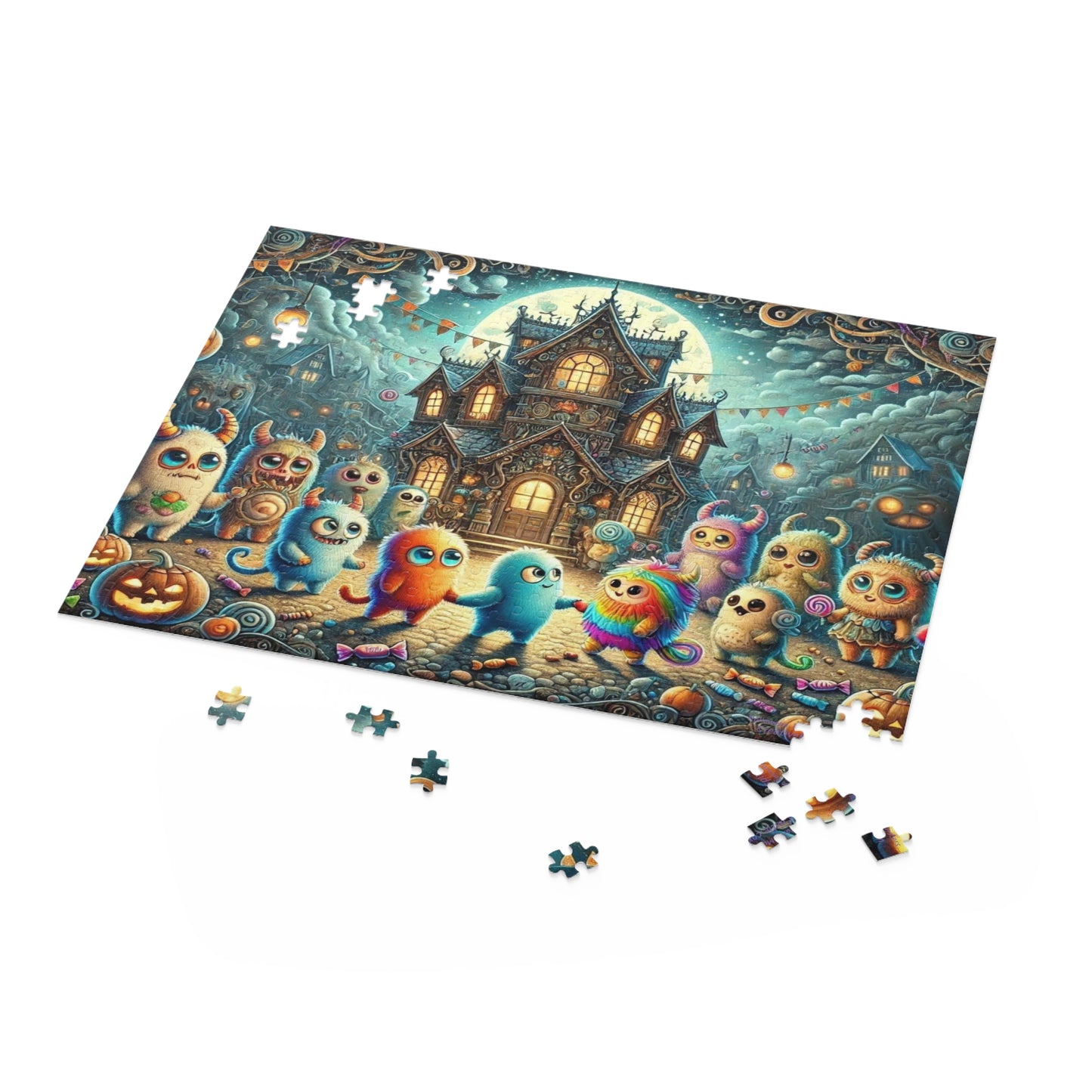 Halloween Dancing Party Monsters Jigsaw Puzzle (120, 252, or 500-Pieces)