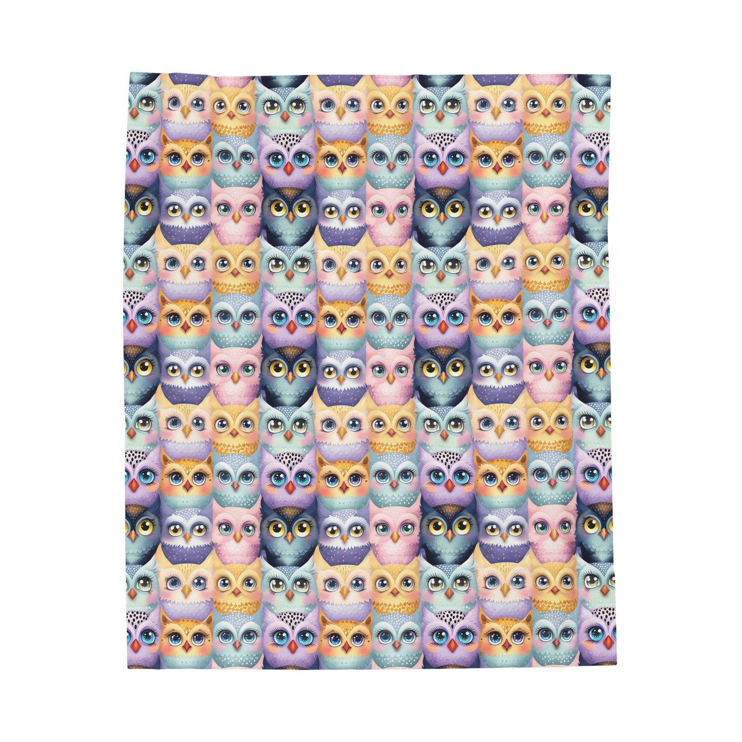 Pastel Parliament of Owls Cozy Velveteen Plush Blanket