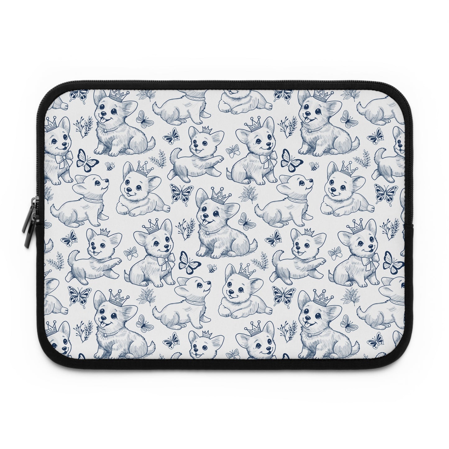 Cute Toile de Jouy playful Corgis Laptop or Tablet Sleeve