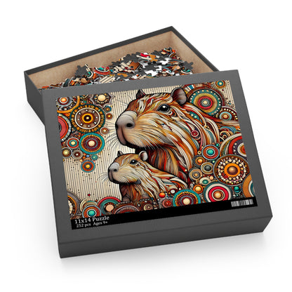 Capybara Mom and Baby Dot Art Puzzle (120, 252, 500-Piece)