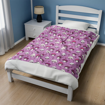 Happy Fungi Cottagecore Cozy Plush Blanket