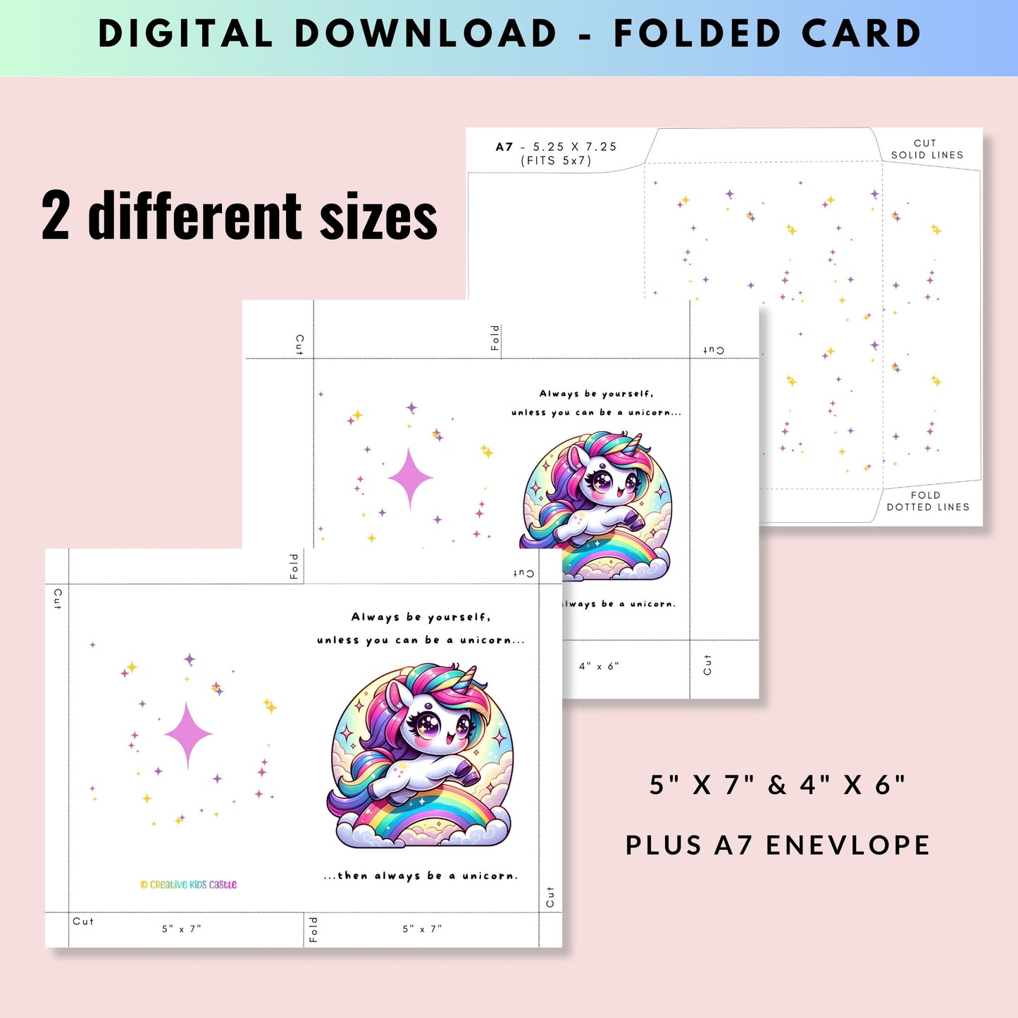 Always Be a Unicorn Folded Card - Digital Download - Print at Home