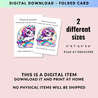 Always Be a Unicorn Folded Card - Digital Download - Print at Home