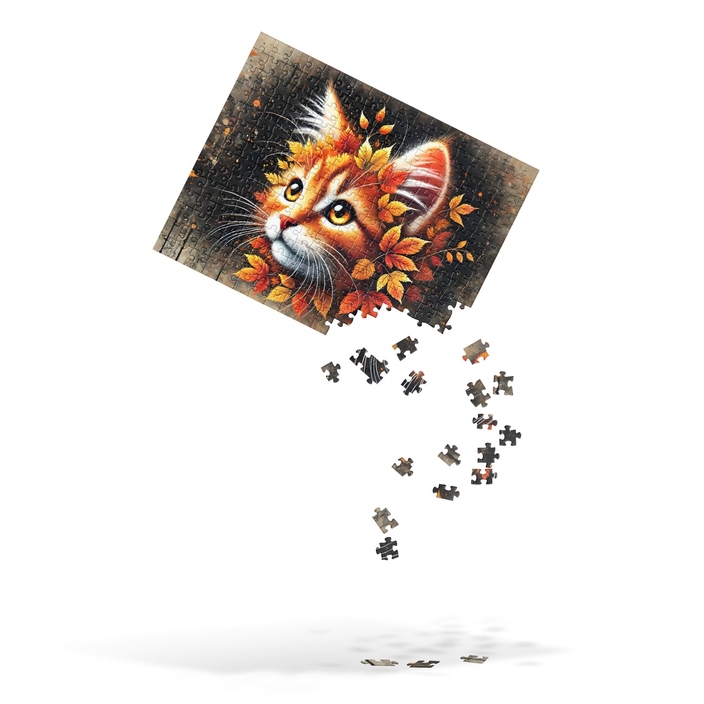 Autumn Leaves Ginger Cat Jigsaw Puzzle